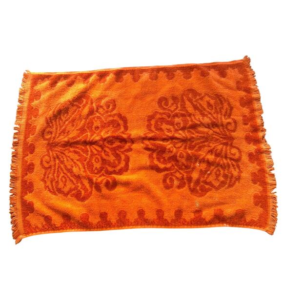 Vintage orange fringe 60s/70s Fieldcrest Hand Towel 16" x 24" - Picture 1 of 7